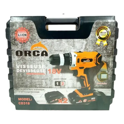 VISSEUSE PERCEUSE ORCA CD318 LCD SANS FIL 18V 2 BATTERIES
